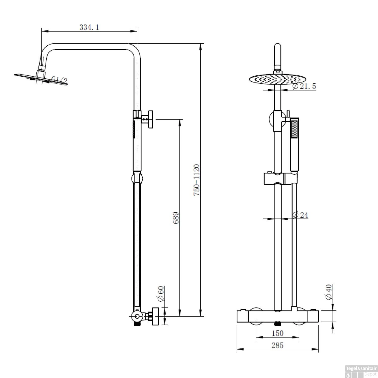 Regendoucheset Boss & Wessing Rise Opbouw Incl. Glijstang Chroom 4 Regendoucheset Boss & Wessing Rise Opbouw Incl. Glijstang Chroom - Afbeelding 2