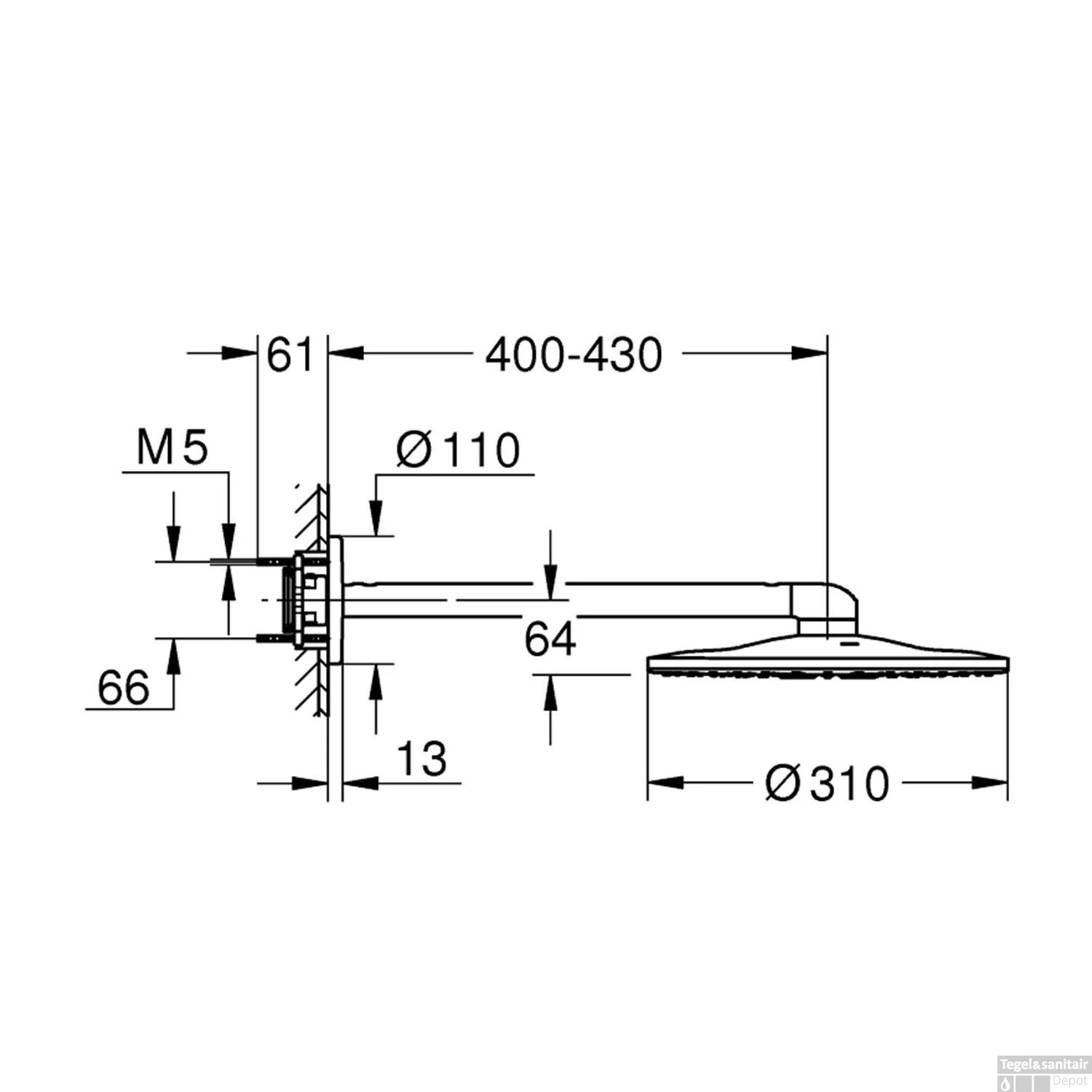 Regendoucheset Grohe Rainshower SmartActive 31 Cm Met Wandarm Warm Sunset Geborsteld 4 Regendoucheset Grohe Rainshower SmartActive 31 Cm Met Wandarm Warm Sunset Geborsteld - Afbeelding 2