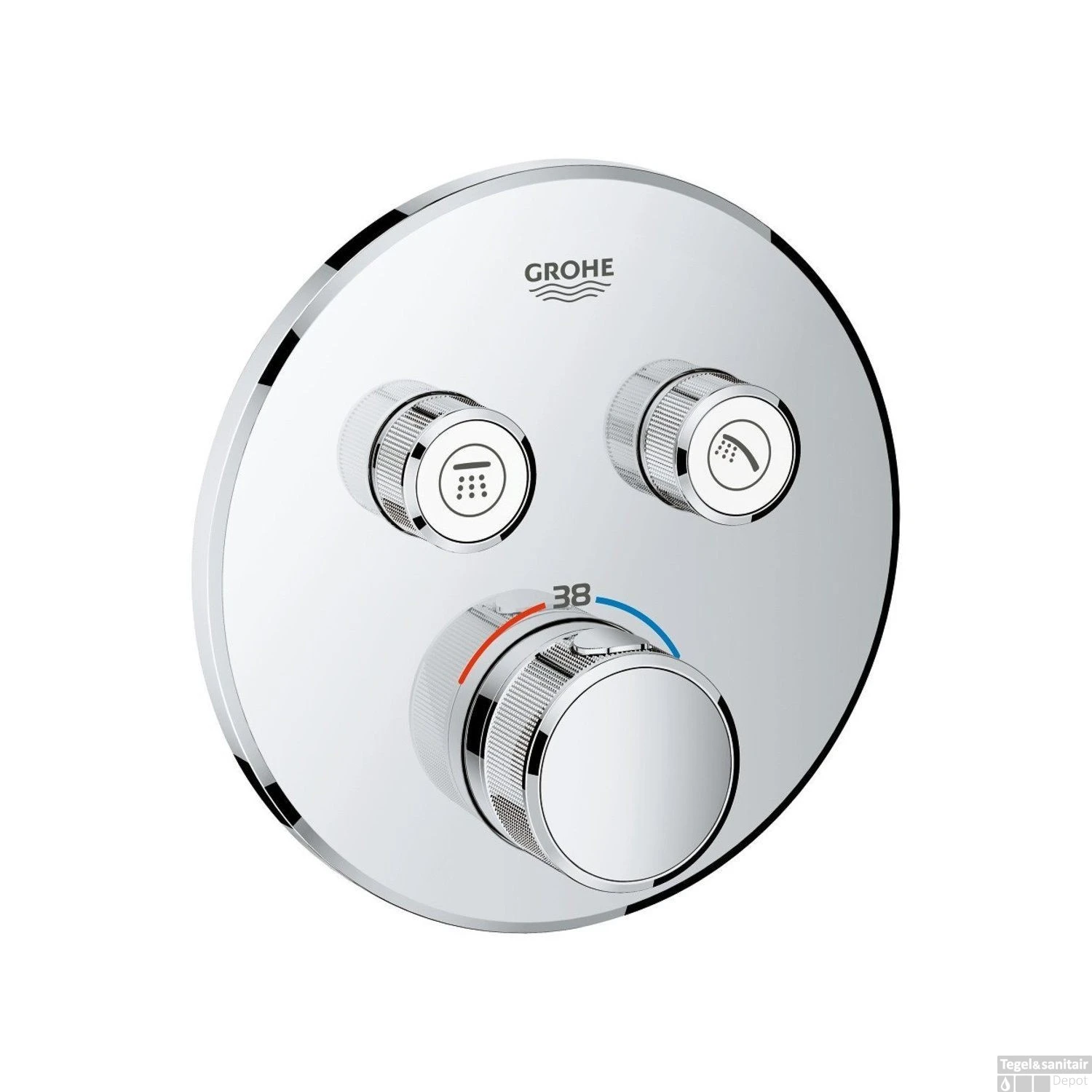 Grohe SmartControl Inbouw Doucheset Rond Met Hoofddouche 20cm Plafond Uitloop En Handdouche Compleet - Afbeelding 2