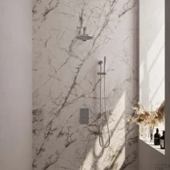 Regendoucheset Inbouw Brauer Chrome Carving Thermostatisch 20cm Met 3-Weg Omstelling, Wandarm, Glijstang En Staaf Handdouche Chroom