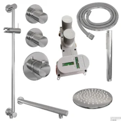 Regendoucheset Inbouw Brauer Chrome Carving Thermostatisch 20cm Met Wandarm, Glijstang En Handdouche Staaf Losse Stopkranen Chroom -Exporteren Badkamer Top Winkel regendoucheset inbouw brauer chrome carving thermostatisch 20cm met wandarm glijstang en handdouche staaf shop