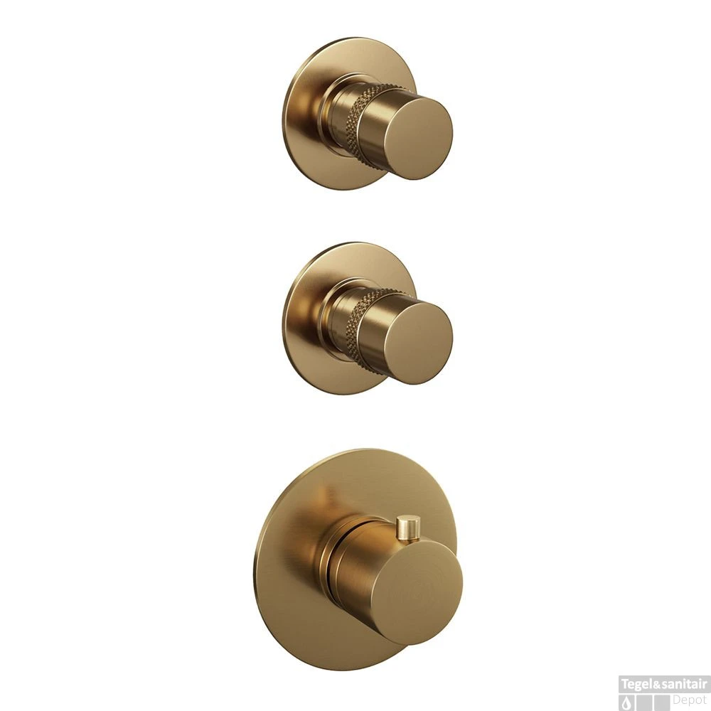 Regendoucheset Inbouw Brauer Gold Edition Thermostatisch 20cm Met Gebogen Wandarm, Glijstang En Handdouche 3-Standen Losse Stopkranen Geborsteld Goud 7 Regendoucheset Inbouw Brauer Gold Edition Thermostatisch 20cm Met Gebogen Wandarm, Glijstang En Handdouche 3-Standen Losse Stopkranen Geborsteld Goud - Afbeelding 5