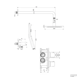 Regendoucheset Inbouw Brauer Gold Edition Thermostatisch 20cm Met 3-Weg Omstelling, Gebogen Wandarm En 3-Standen Handdouche Geborsteld Goud -Exporteren Badkamer Top Winkel regendoucheset inbouw brauer gold edition thermostatisch 20cm wandarm handdouche goud tech 1