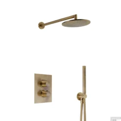 Regendoucheset Inbouw Salenzi Giro S Muur Uitloop Gegalvaniseerd Geborsteld Messing Goud 20 Cm