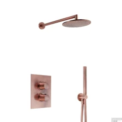 Regendoucheset Inbouw Salenzi Giro S Muur Uitloop Gegalvaniseerd Geborsteld Koper 30 Cm