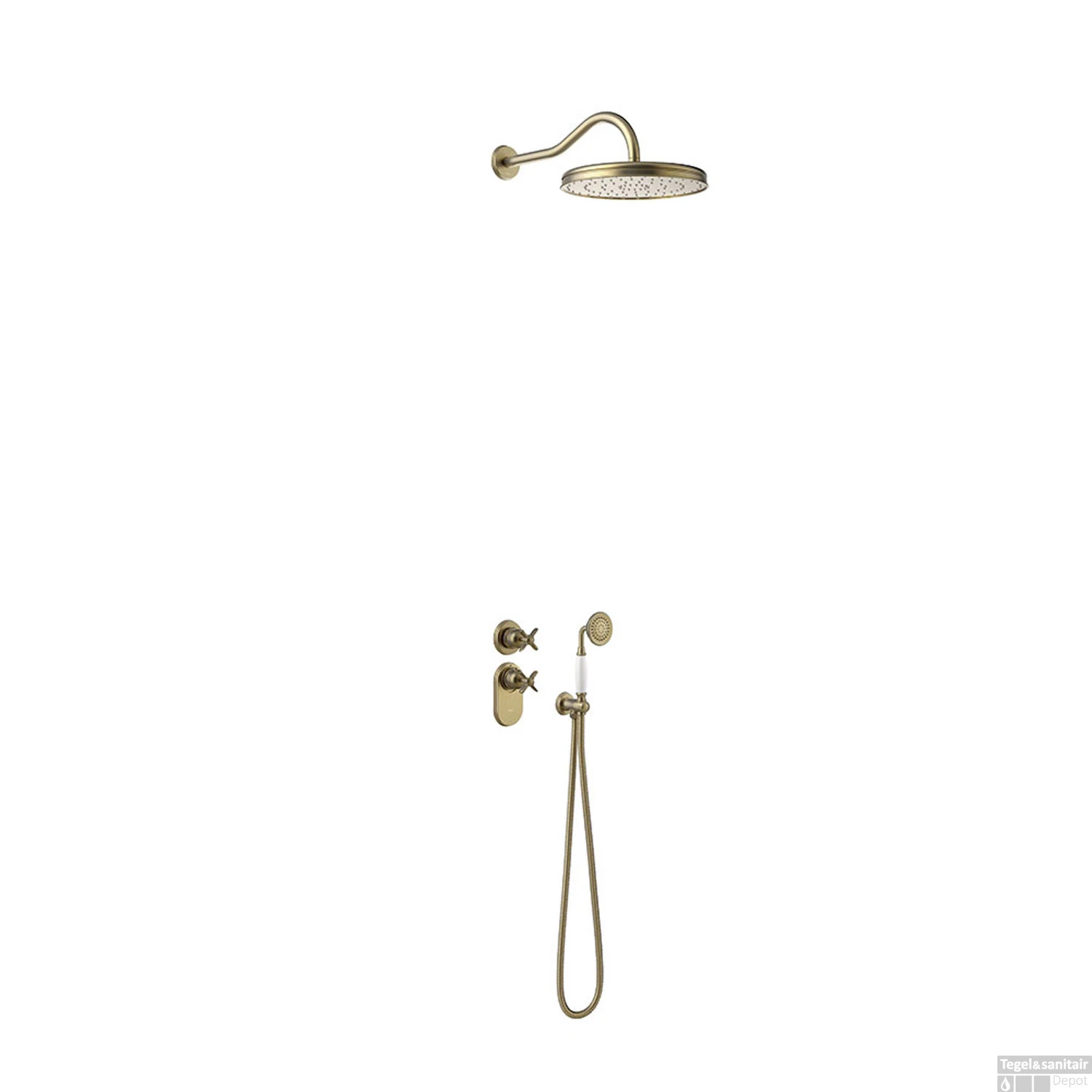 Regendoucheset Tres Clasic Thermostatische Inbouw 2-Wegs Verouderd Messing 3 Regendoucheset Tres Clasic Thermostatische Inbouw 2-Wegs Verouderd Messing