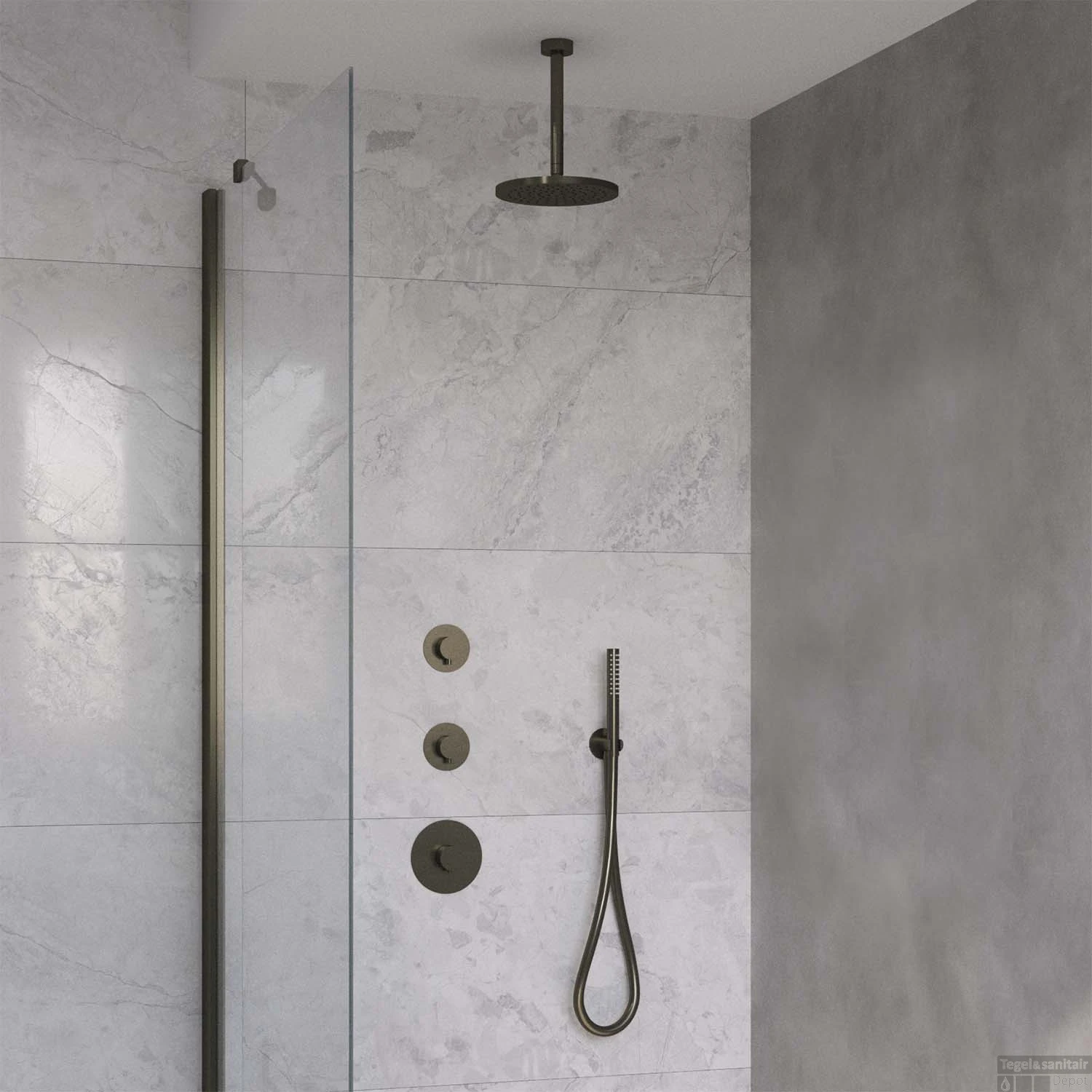 Regendoucheset Wiesbaden Dreams Met Inbouwdeel En Plafonduitloop Gunmetal 3 Regendoucheset Wiesbaden Dreams Met Inbouwdeel En Plafonduitloop Gunmetal