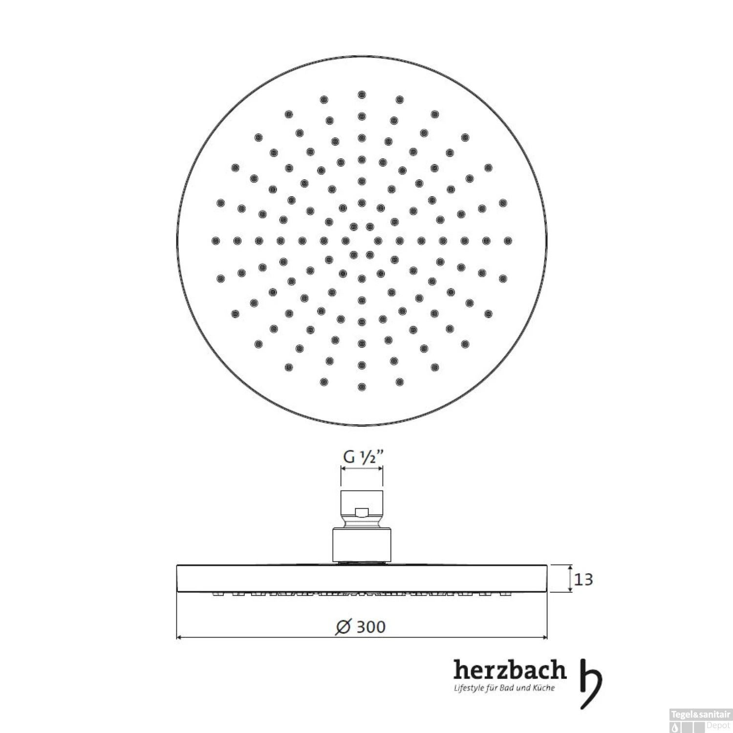 Ronde Hoofddouche Herzbach Living Spa 30 Cm Zwart 4 Ronde Hoofddouche Herzbach Living Spa 30 Cm Zwart - Afbeelding 2