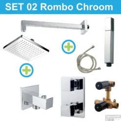 Wiesbaden Inbouw Regendouche Set 02 Rombo Chroom