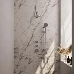 Thermostatisch Inbouwdoucheset Brauer Brushed 20cm Hoofddouche Wandarm 3 Standen Handdouche Op Glijstang Geborsteld RVS