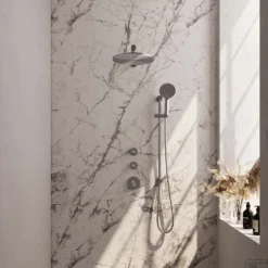 Thermostatisch Inbouwdoucheset Brauer Brushed 30cm Hoofddouche Wandarm 3 Standen Handdouche Op Glijstang Geborsteld RVS