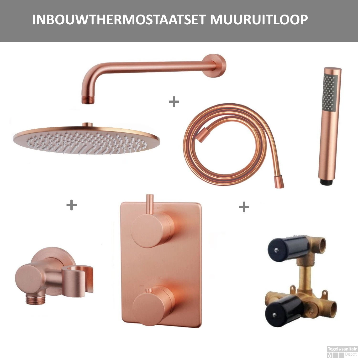 Thermostatisch Inbouwdoucheset BWS Muuruitloop Rond 30 Cm Geborsteld Koper 3 Thermostatisch Inbouwdoucheset BWS Muuruitloop Rond 30 Cm Geborsteld Koper