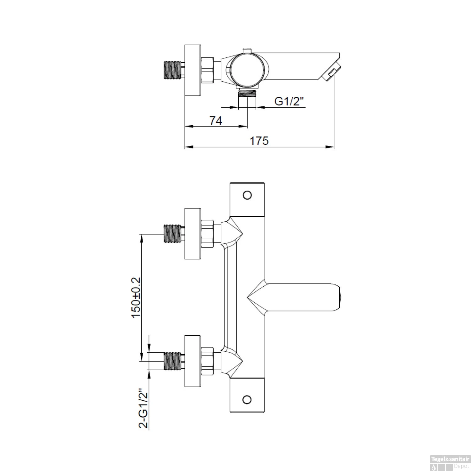 Thermostatische Badmengkraan Sanilux Peralta Opbouw Rond Brons 4 Thermostatische Badmengkraan Sanilux Peralta Opbouw Rond Brons - Afbeelding 2