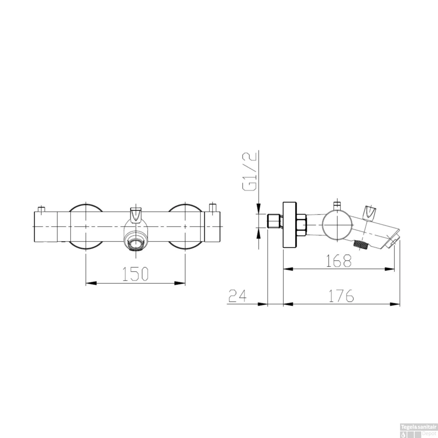 Thermostatische Badkraan Wiesbaden Rio-304 RVS 4 Thermostatische Badkraan Wiesbaden Rio-304 RVS - Afbeelding 2