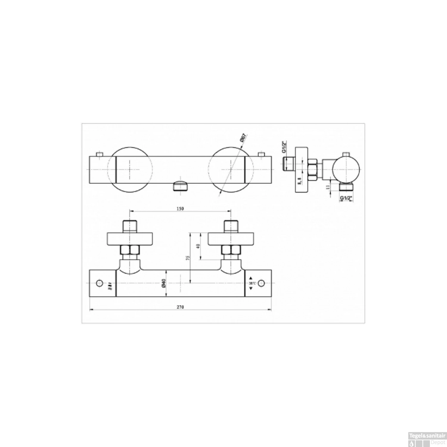 Thermostatische Douchekraan BWS Colorato Mat Zwart 4 Thermostatische Douchekraan BWS Colorato Mat Zwart - Afbeelding 2