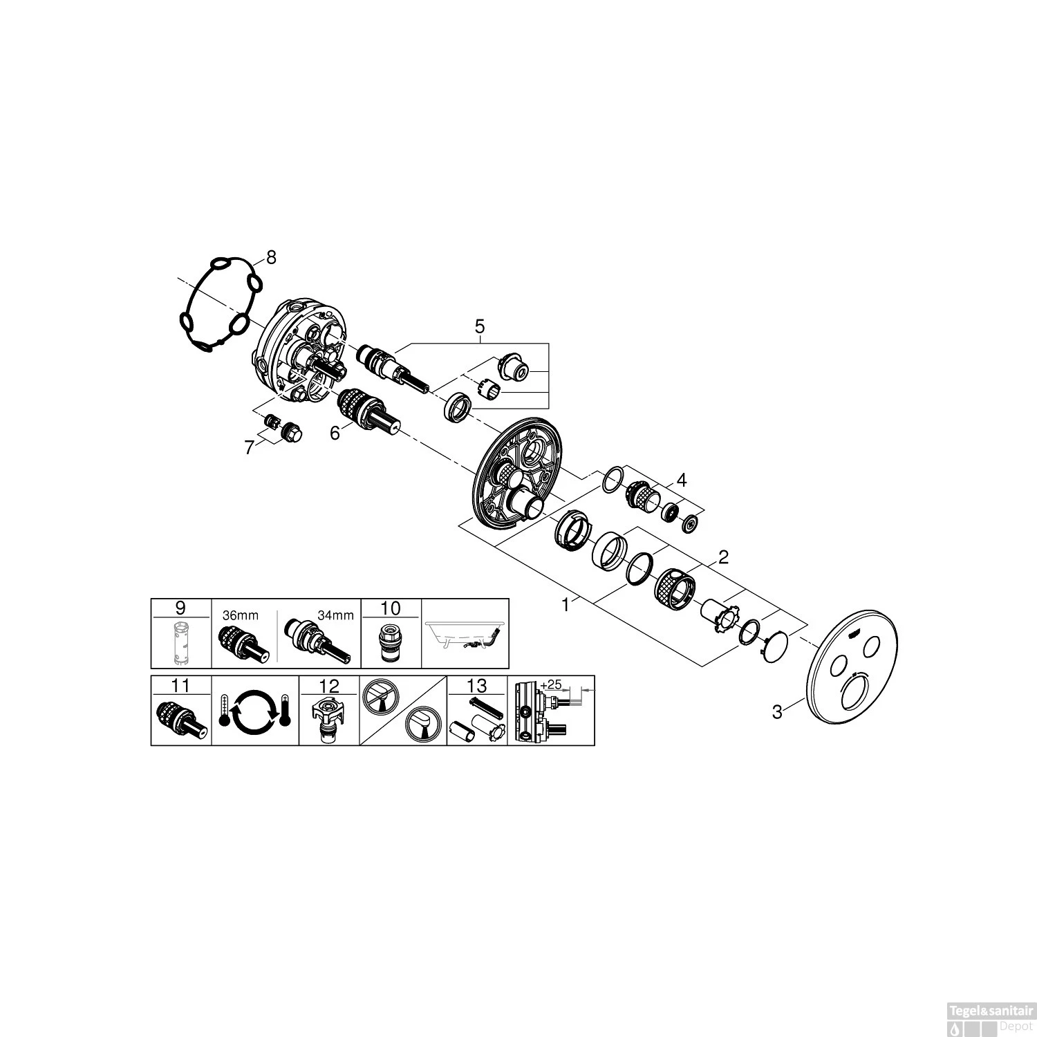 Thermostatische Douchekraan Grohe Grohtherm Smart Control Met Omstelling Warm Sunset Geborsteld 6 Thermostatische Douchekraan Grohe Grohtherm Smart Control Met Omstelling Warm Sunset Geborsteld - Afbeelding 4