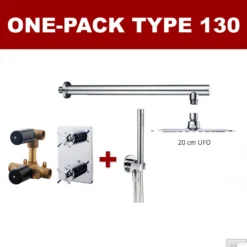 Thermostatische Inbouw Regendouche Set Wiesbaden Type 130 Wandarm Ufo 20 Cm Rond Incl. Inbouwdeel