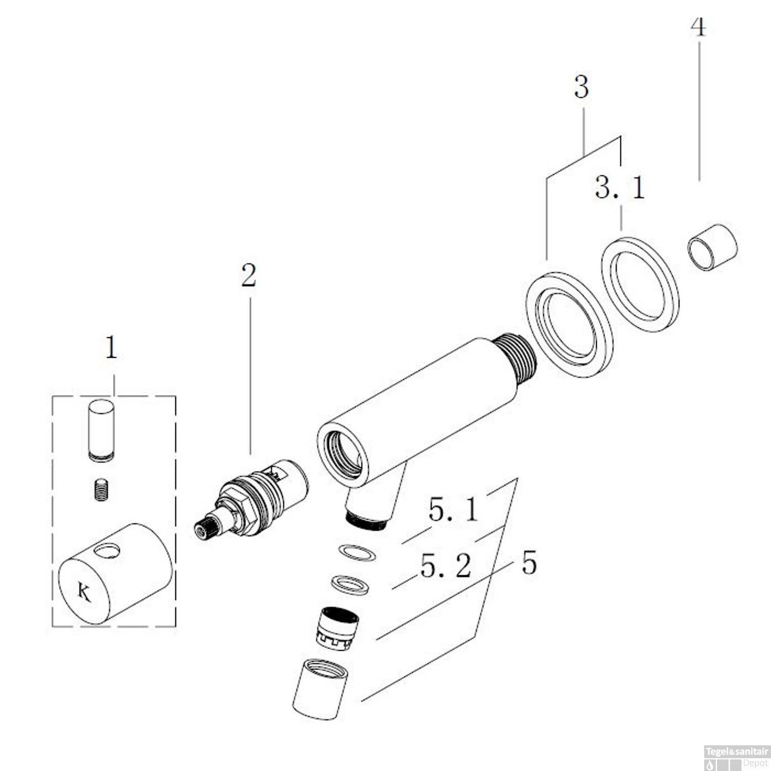 BWS Danu Inbouw Toiletkraan 1/2'' Chroom Met Keramisch Binnenwerk 5 BWS Danu Inbouw Toiletkraan 1/2'' Chroom Met Keramisch Binnenwerk - Afbeelding 3