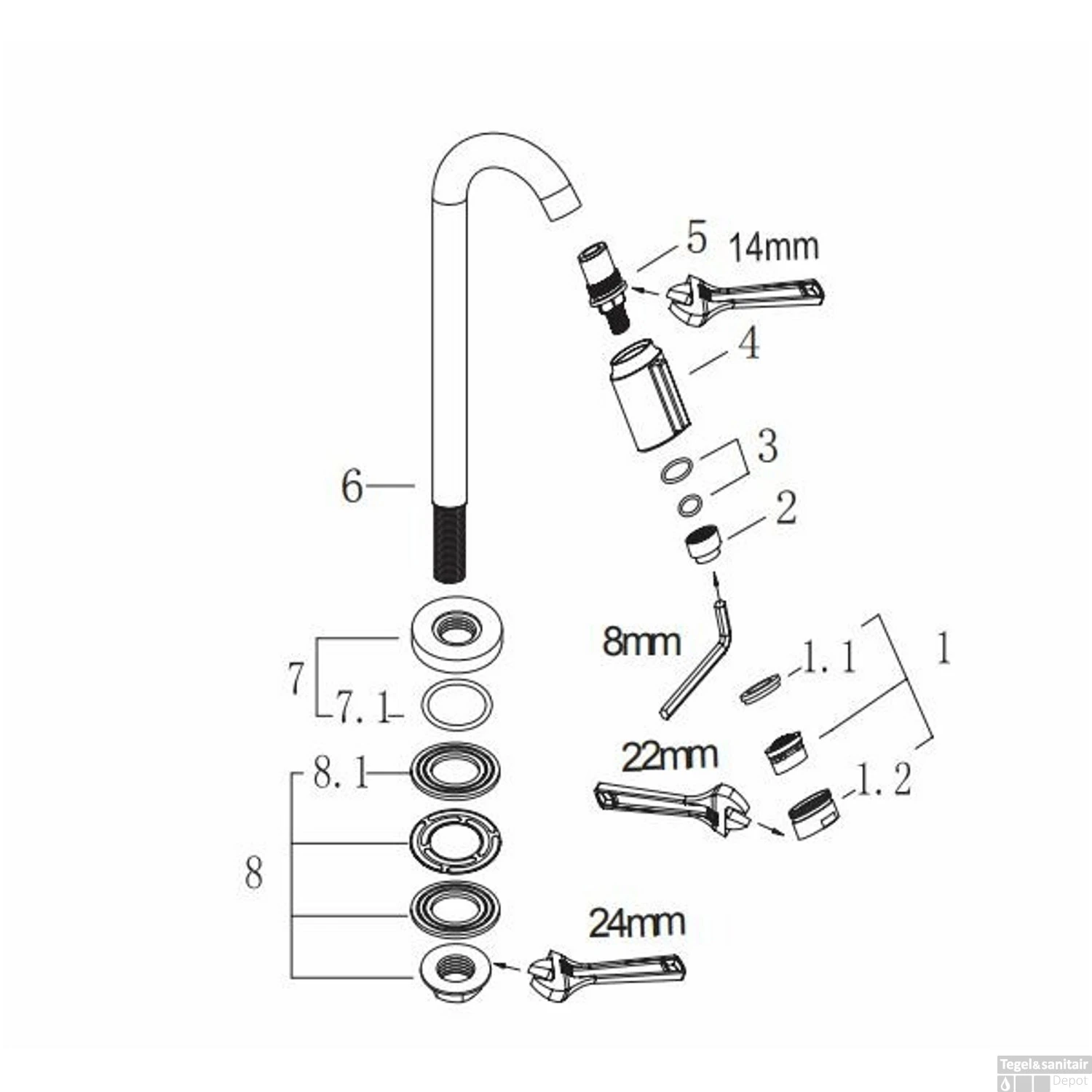 Toiletkraan XL Boss & Wessing Victoria 1/2" Mat Zwart 5 Toiletkraan XL Boss & Wessing Victoria 1/2" Mat Zwart - Afbeelding 3