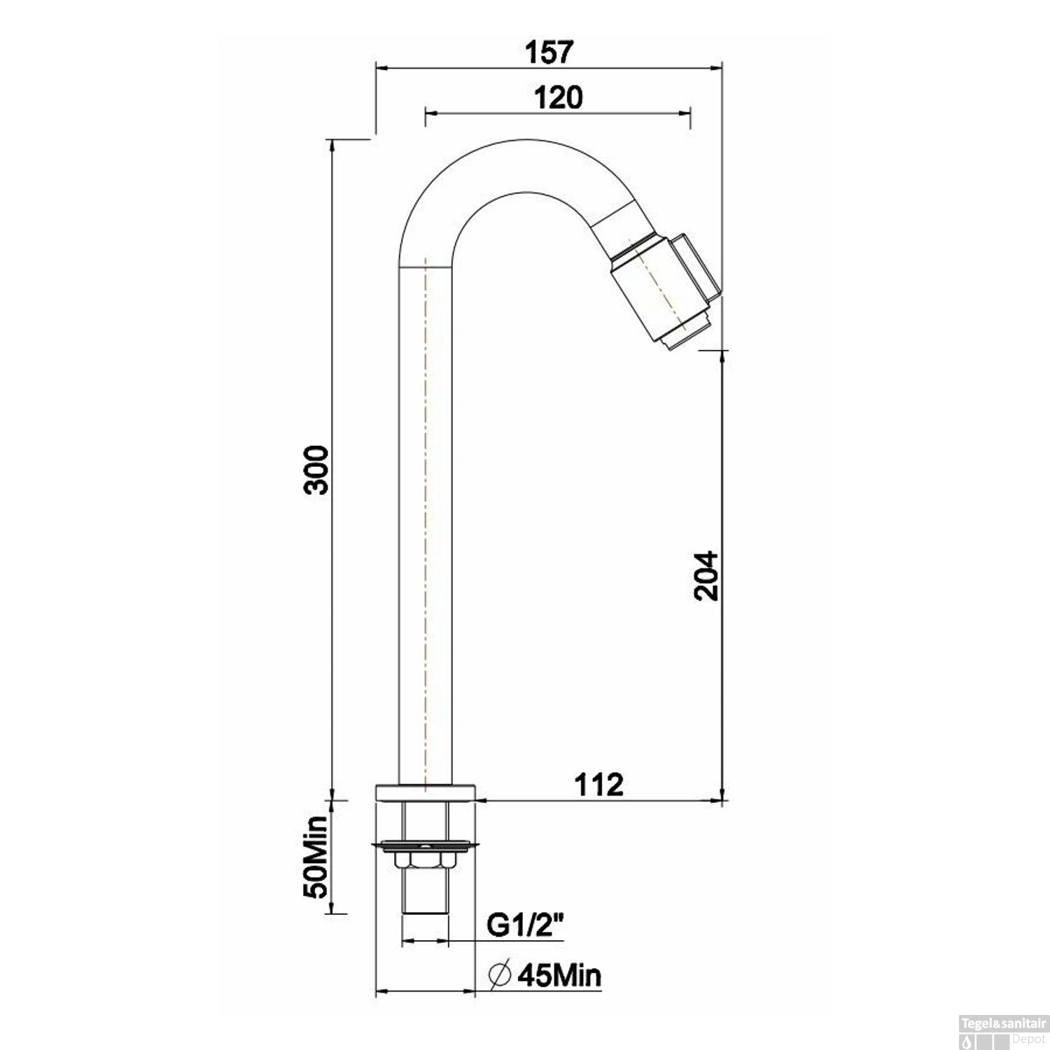 Toiletkraan XL Boss & Wessing Victoria 1/2" Mat Zwart 4 Toiletkraan XL Boss & Wessing Victoria 1/2" Mat Zwart - Afbeelding 2