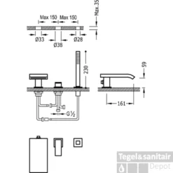 Cuadro Tres 3-gats Badkraan Badrandmontage 10616102 8 Cuadro Tres 3-gats Badkraan Badrandmontage 10616102 -Exporteren Badkamer Top Winkel tres 10616102 tech