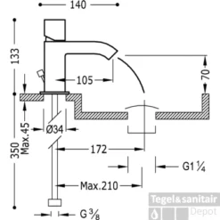Wastafelmengkraan Cuadro Tres 107103DA
