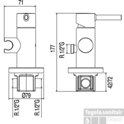 Tres Max Inbouw Mengkraan Voor Bidet Met Handdouche 134122