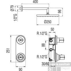 Lex Tres Inbouw Thermostatische Doucheset 181175 -Exporteren Badkamer Top Winkel tres 181175 tech