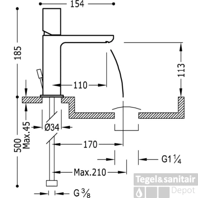 Wastafelmengkraan Loft Tres 20010102D 4 Wastafelmengkraan Loft Tres 20010102D - Afbeelding 2