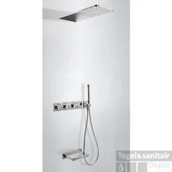 Tres Cuadro Inbouw Badthermostaat Combinatie Met Handdouche En Waterval Baduitloop Staal 20735305AC