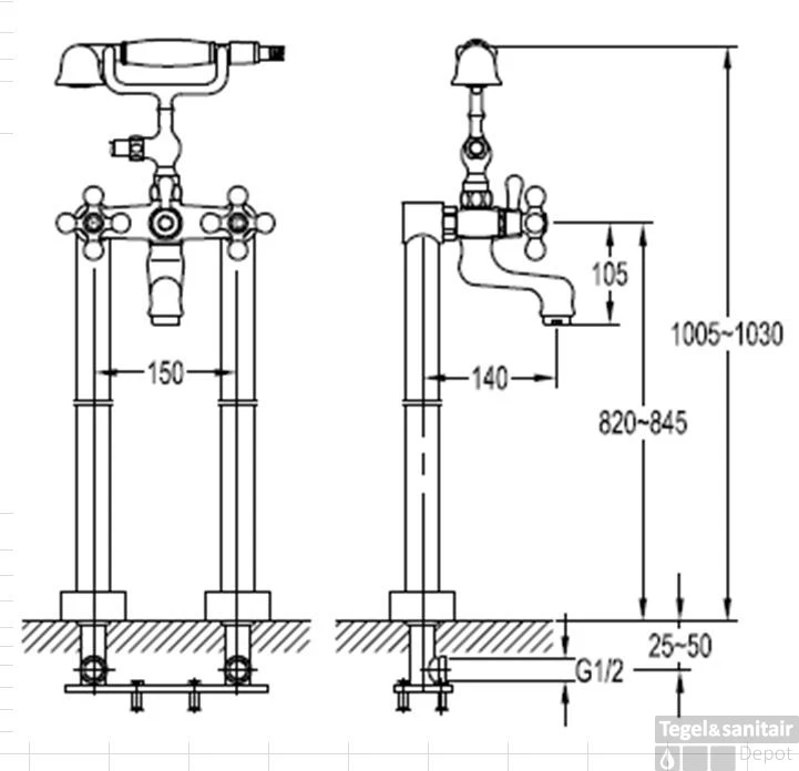 Vrijstaand Badkraan Best Design Liberty Chroom 4 Vrijstaand Badkraan Best Design Liberty Chroom - Afbeelding 2