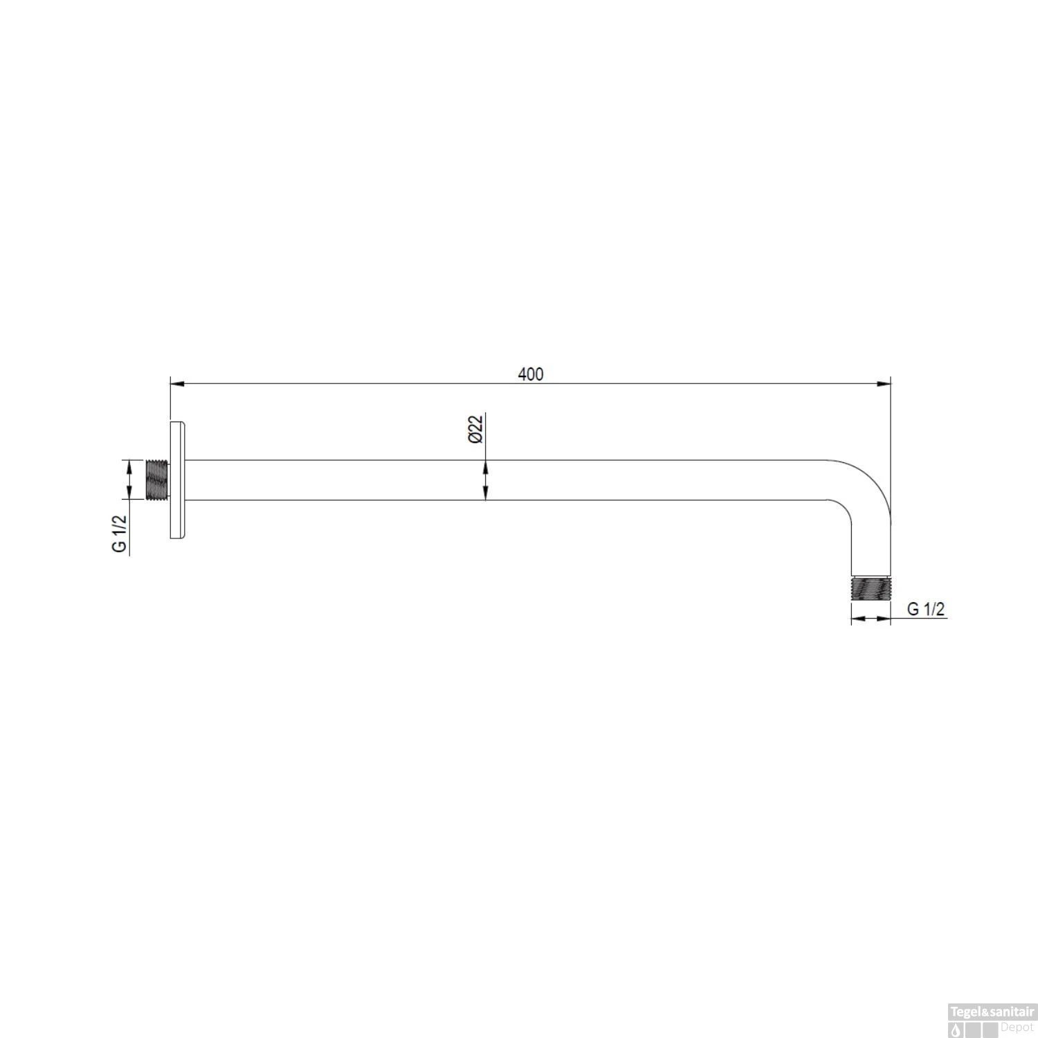 Wandarm Brauer Brushed Edition Gebogen 40 Cm Geborsteld RVS 4 Wandarm Brauer Brushed Edition Gebogen 40 Cm Geborsteld RVS - Afbeelding 2