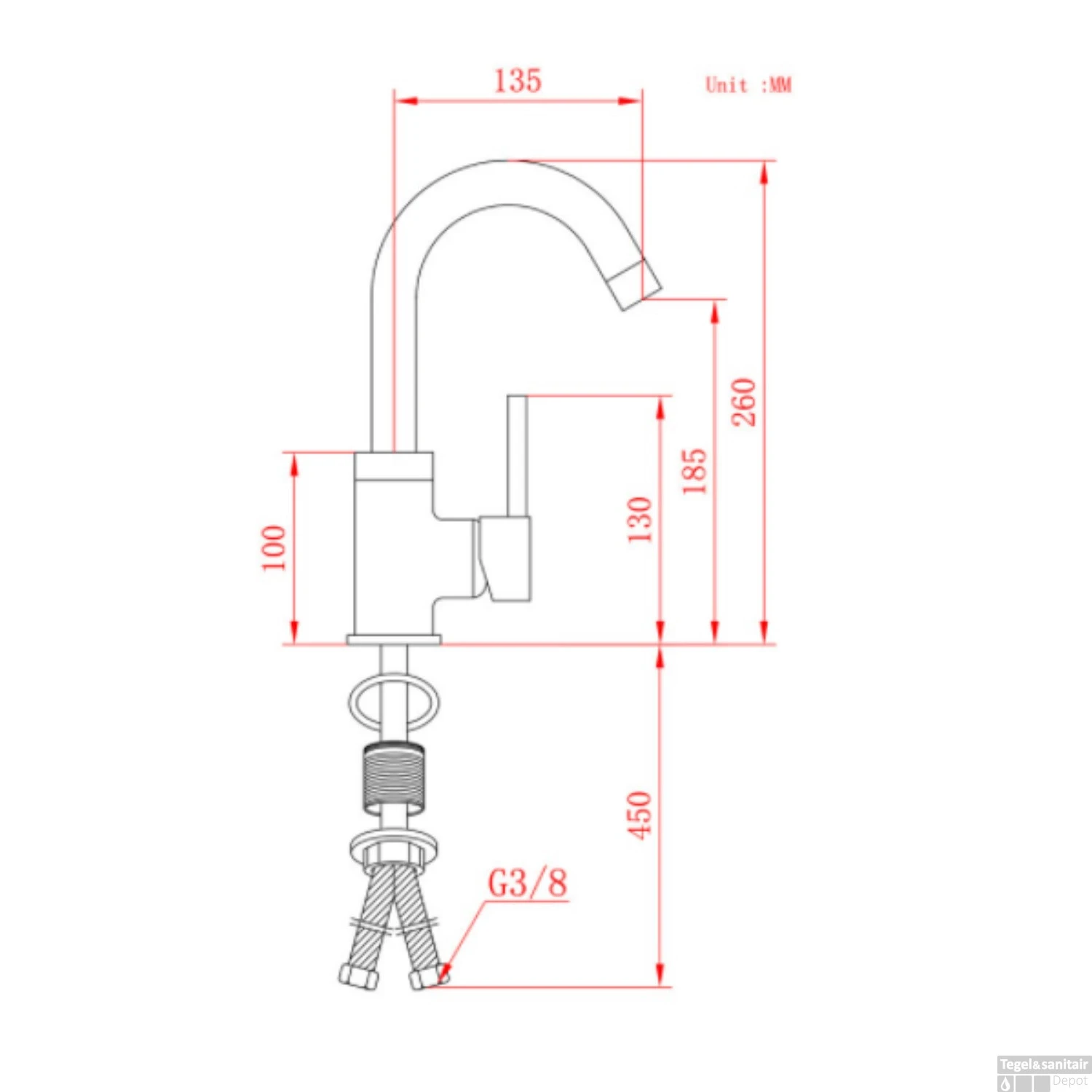 Wastafelkraan Boss & Wessing Gold Gebogen Uitloop Geborsteld Messing Mat Goud 7 Wastafelkraan Boss & Wessing Gold Gebogen Uitloop Geborsteld Messing Mat Goud - Afbeelding 5