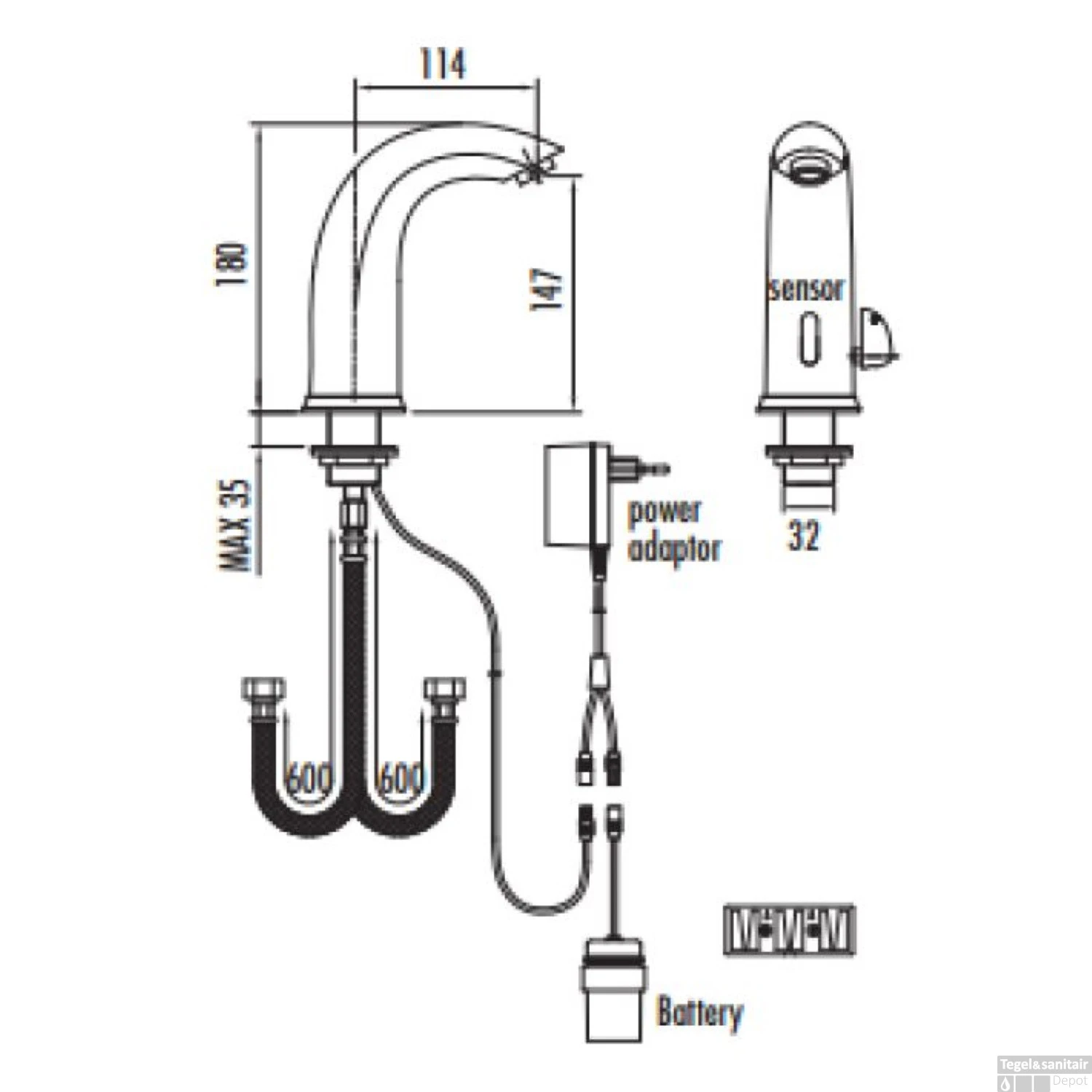 Wastafelkraan Boss & Wessing Colorato Met Sensor Messing Chroom 4 Wastafelkraan Boss & Wessing Colorato Met Sensor Messing Chroom - Afbeelding 2