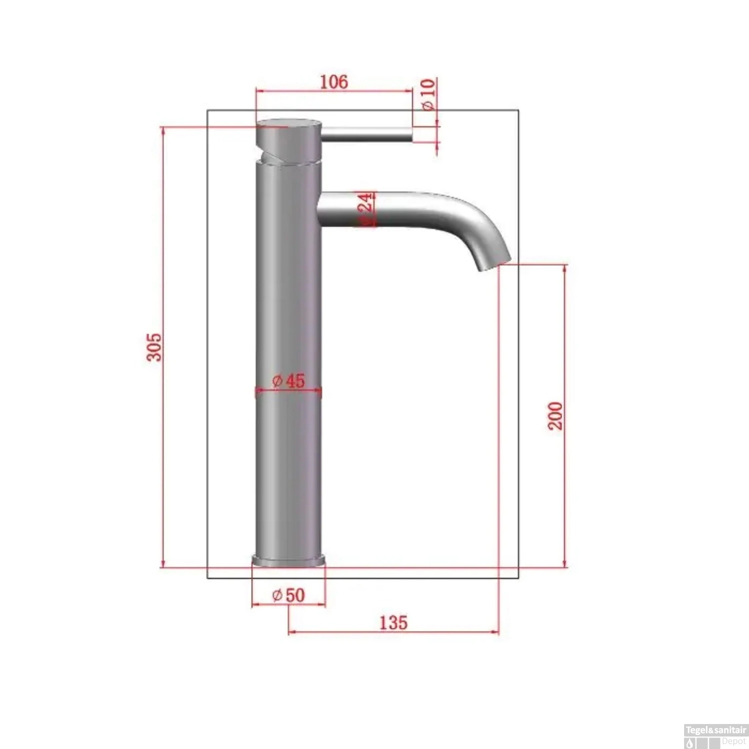 Wastafelkraan Boss & Wessing Plus 30.5 Cm Gunmetal 6 Wastafelkraan Boss & Wessing Plus 30.5 Cm Gunmetal - Afbeelding 4