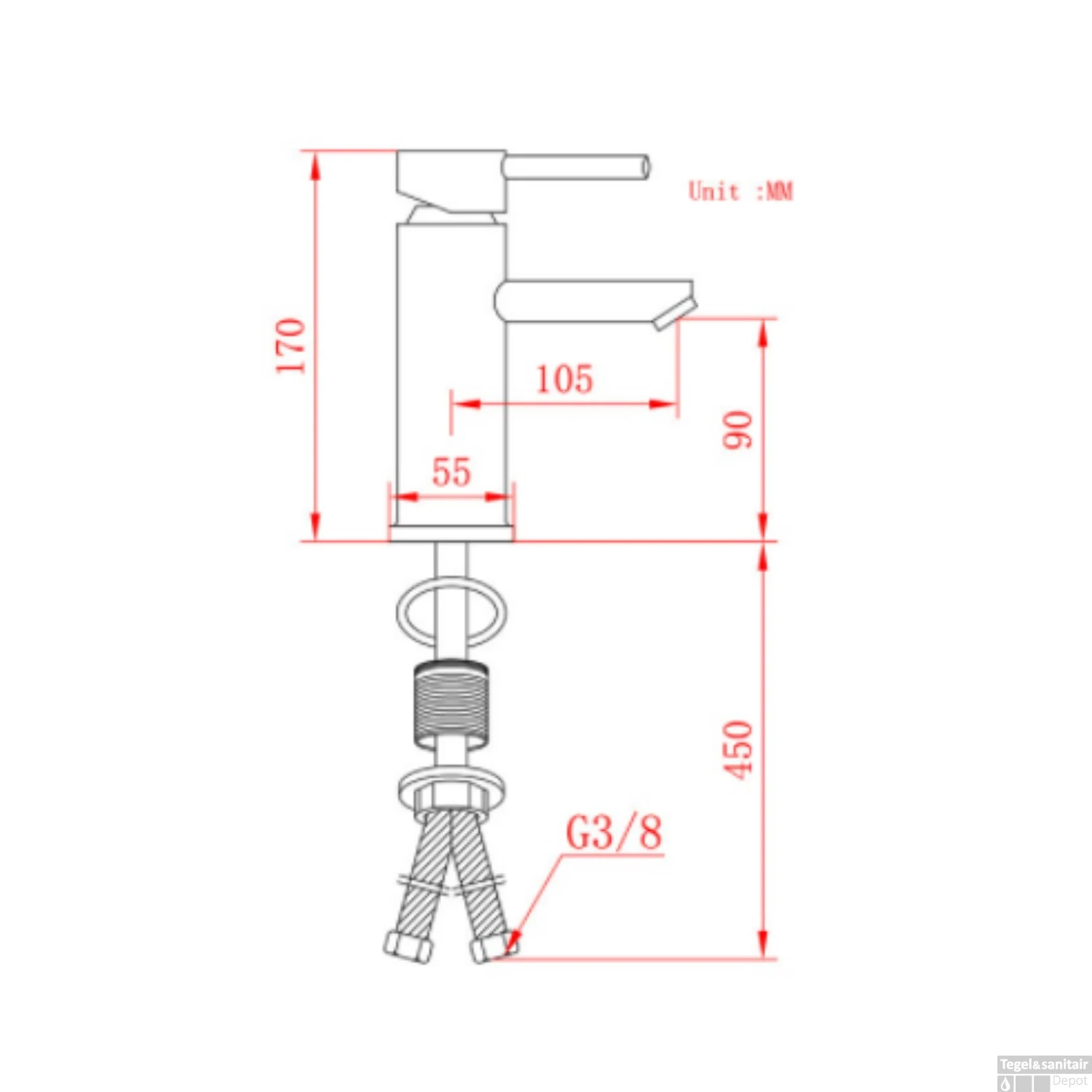 Wastafelkraan BWS Koper Met Eenhendel Geborsteld Koper 7 Wastafelkraan BWS Koper Met Eenhendel Geborsteld Koper - Afbeelding 5