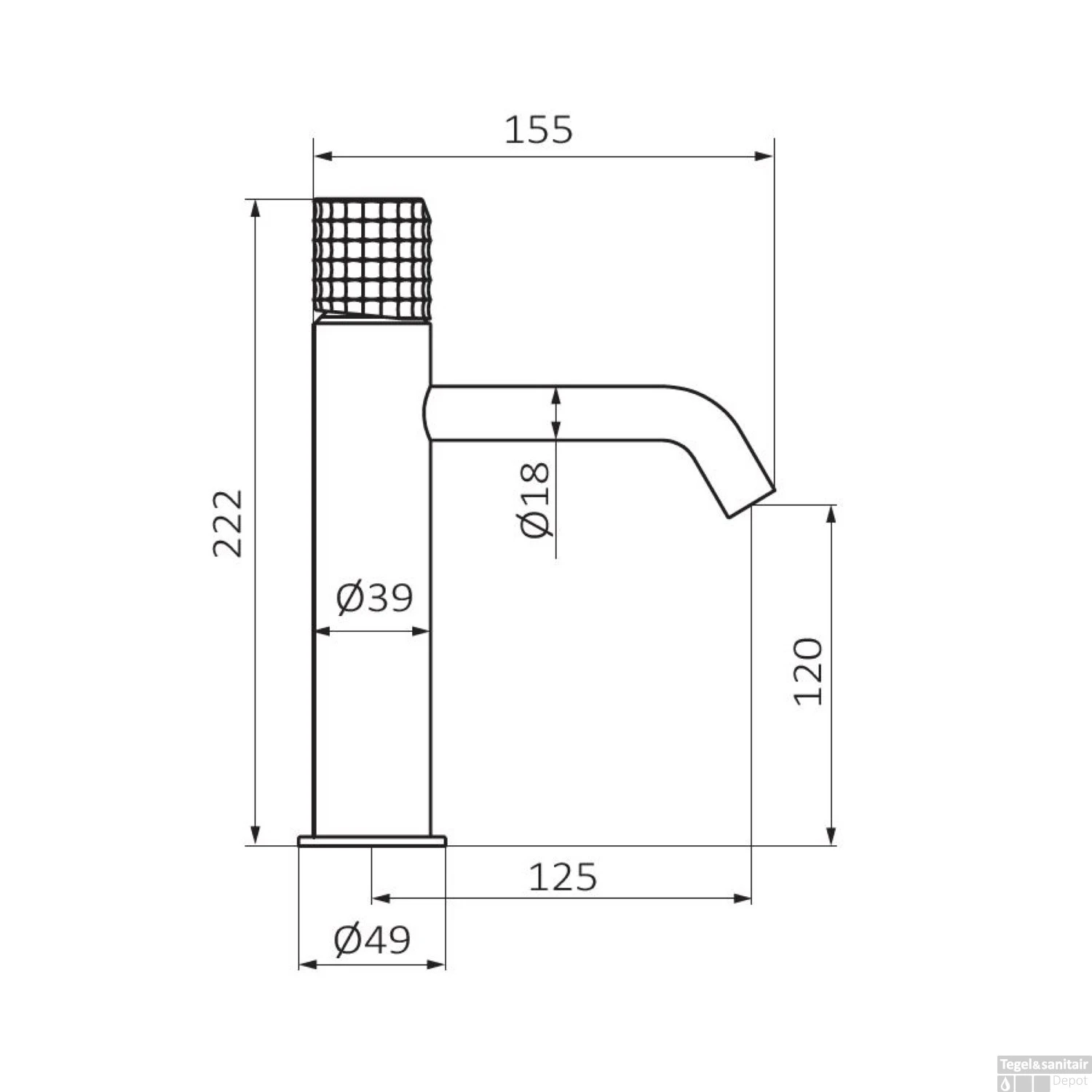 Wastafelkraan GRB Aura XL Mengkraan Met Clickwaste Messing Inox 4 Wastafelkraan GRB Aura XL Mengkraan Met Clickwaste Messing Inox - Afbeelding 2