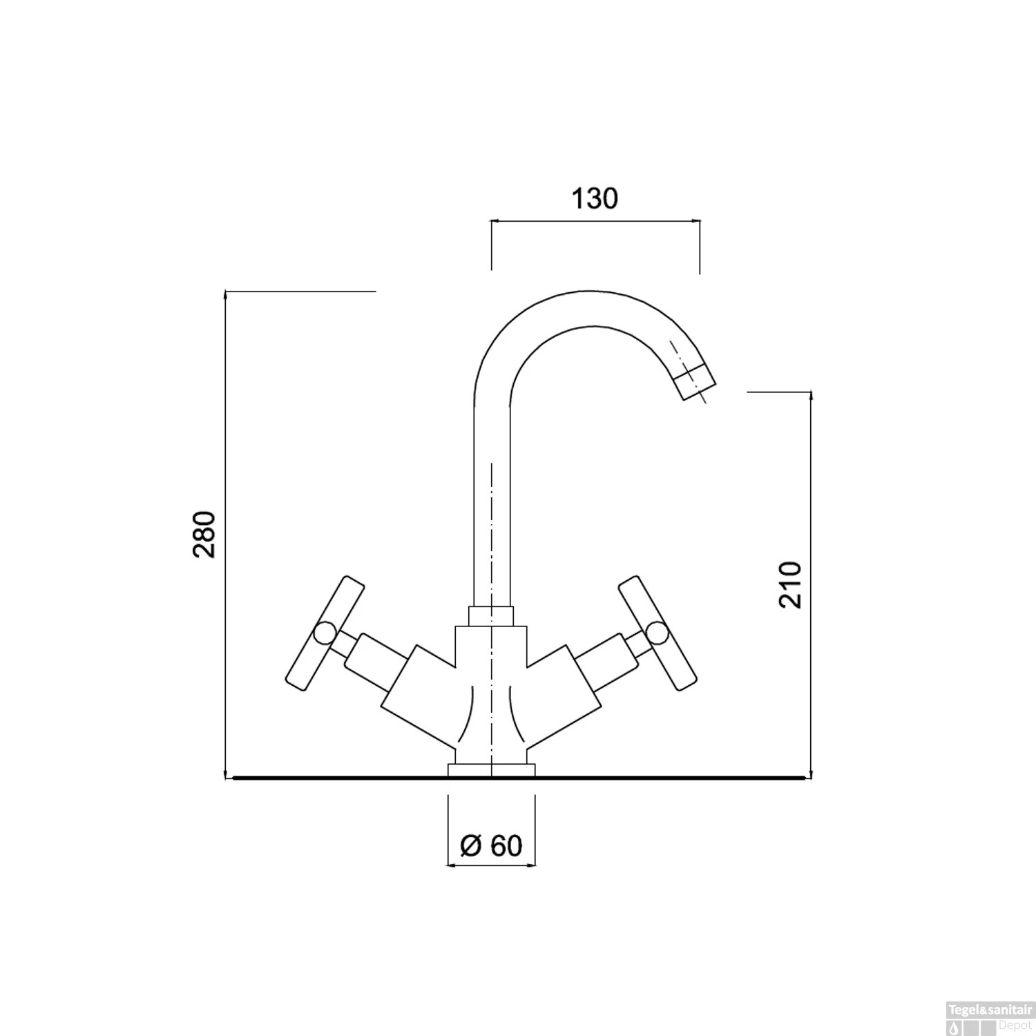 Wastafelkraan Sanimex Giulini Opbouw Tweegreeps Kruisgreep Draaibare Uitloop Met Pop-Up Chroom 4 Wastafelkraan Sanimex Giulini Opbouw Tweegreeps Kruisgreep Draaibare Uitloop Met Pop-Up Chroom - Afbeelding 2