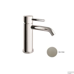 Wastafelkraan Sanimex Giulini Trekwaste 17cm Mat Nikkel (excl. Afvoerplug)