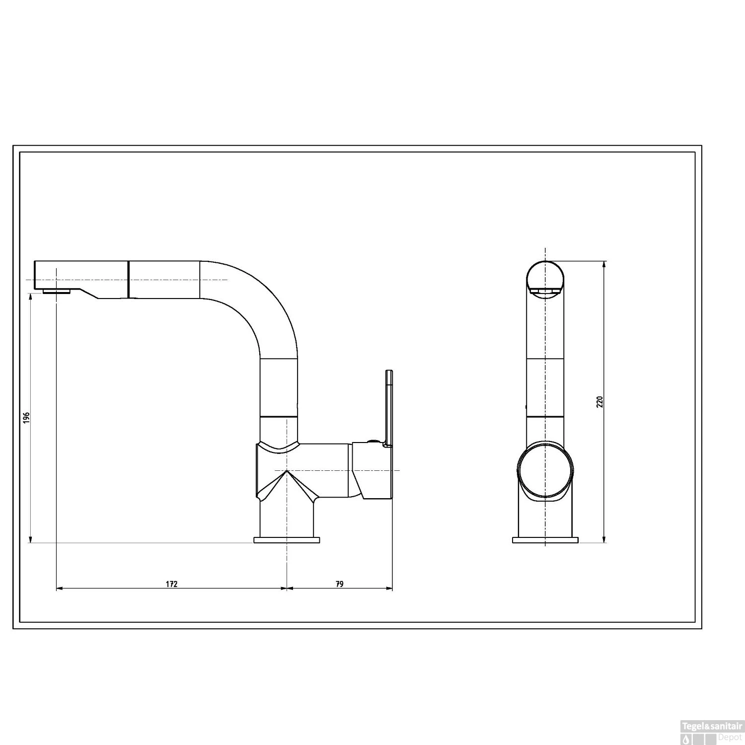 Wastafelkraan Schutte London Mengkraan Uittrekbare Uitloop Eéngreeps Met Click Waste Chroom - Afbeelding 7