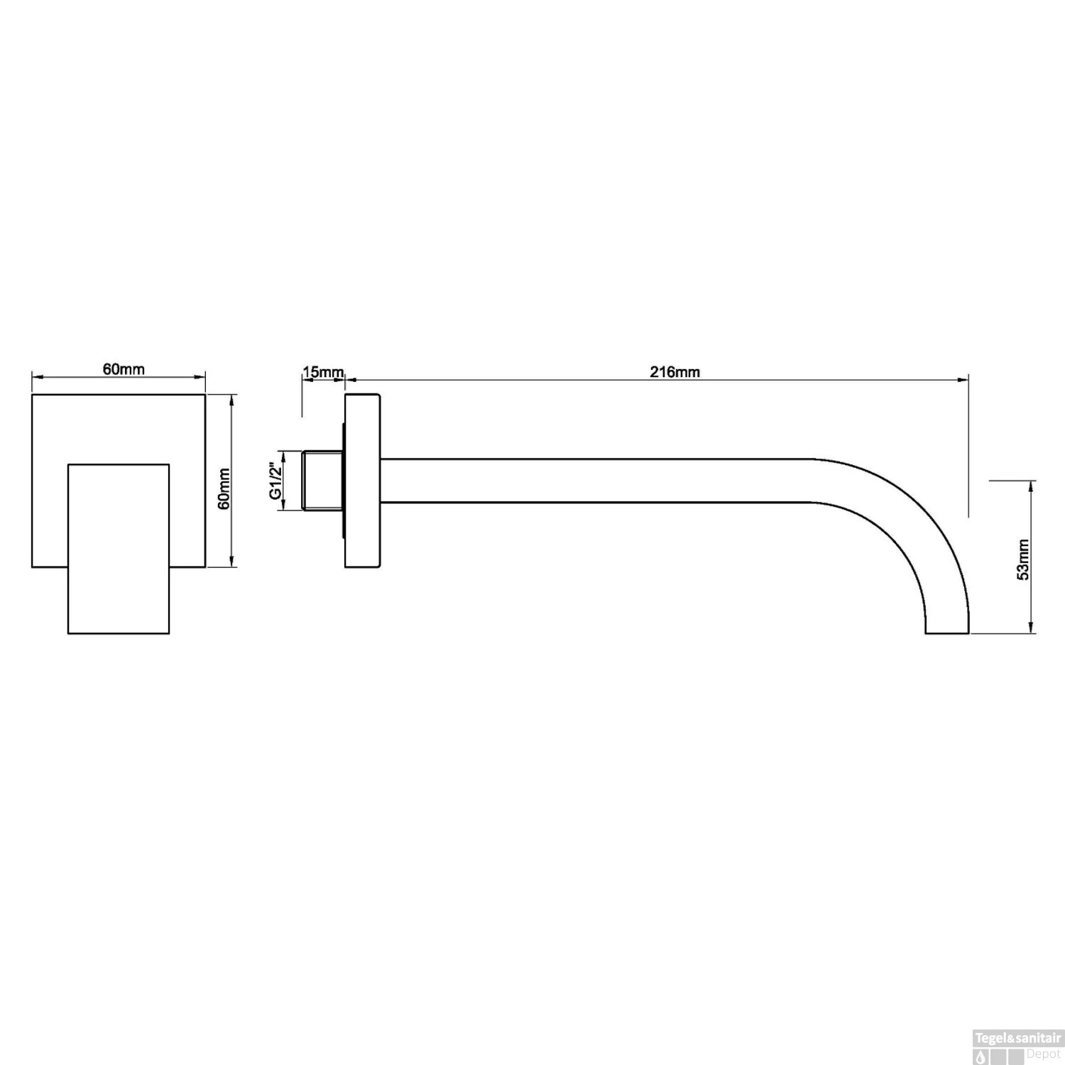 Baduitloop Wiesbaden Uitloop Vierkant 21,6 Cm Mat Zwart 4 Baduitloop Wiesbaden Uitloop Vierkant 21,6 Cm Mat Zwart - Afbeelding 2
