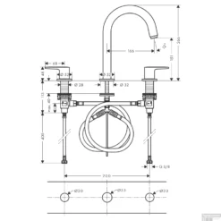 Wastafelmengkraan 3-gats HansGrohe Vernis Blend Met Trekwaste Mat Zwart -Exporteren Badkamer Top Winkel wastafelmengkraan 3 gats hansgrohe vernis blend met trekwaste chroom tech 1