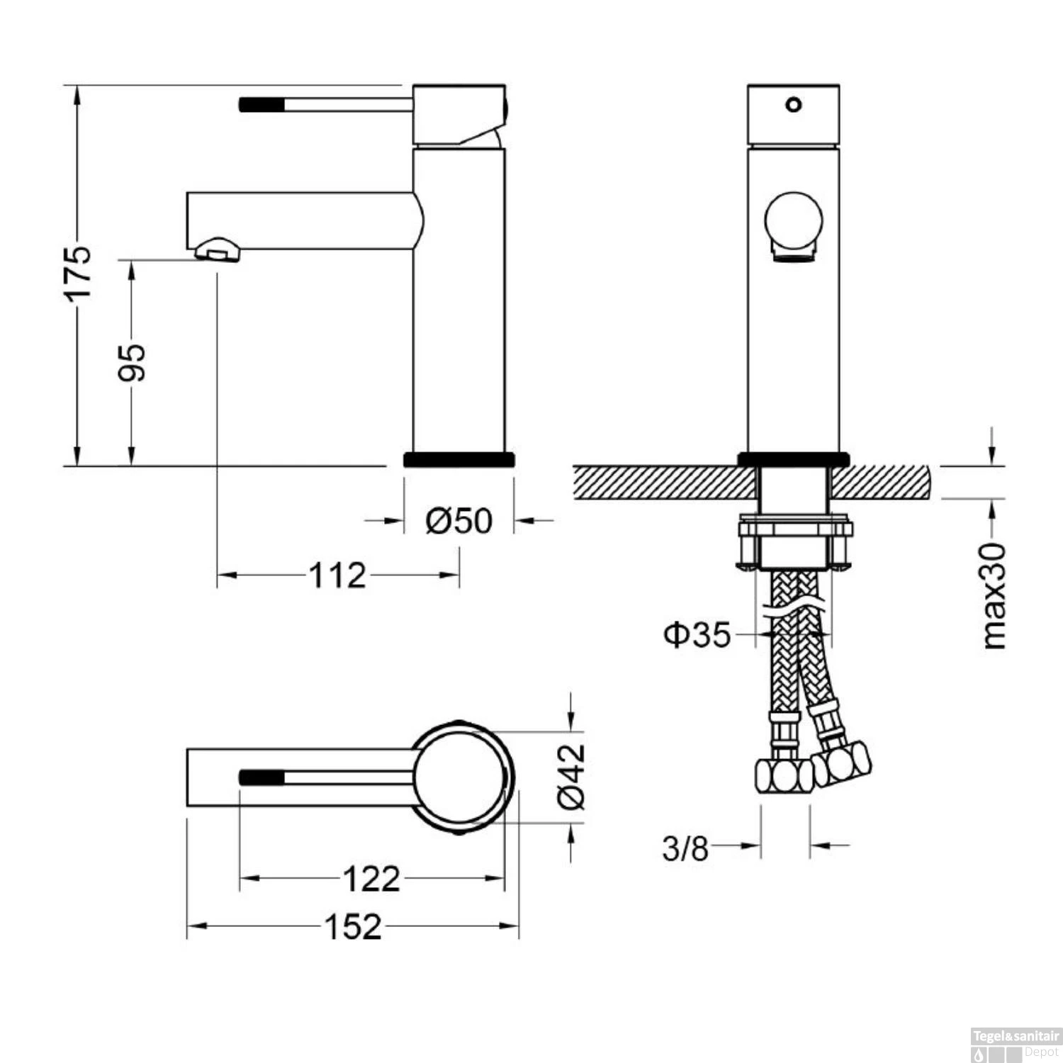 Wastafelmengkraan Best Design Dijon 17.5 Cm 1-hendel Brons 4 Wastafelmengkraan Best Design Dijon 17.5 Cm 1-hendel Brons - Afbeelding 2