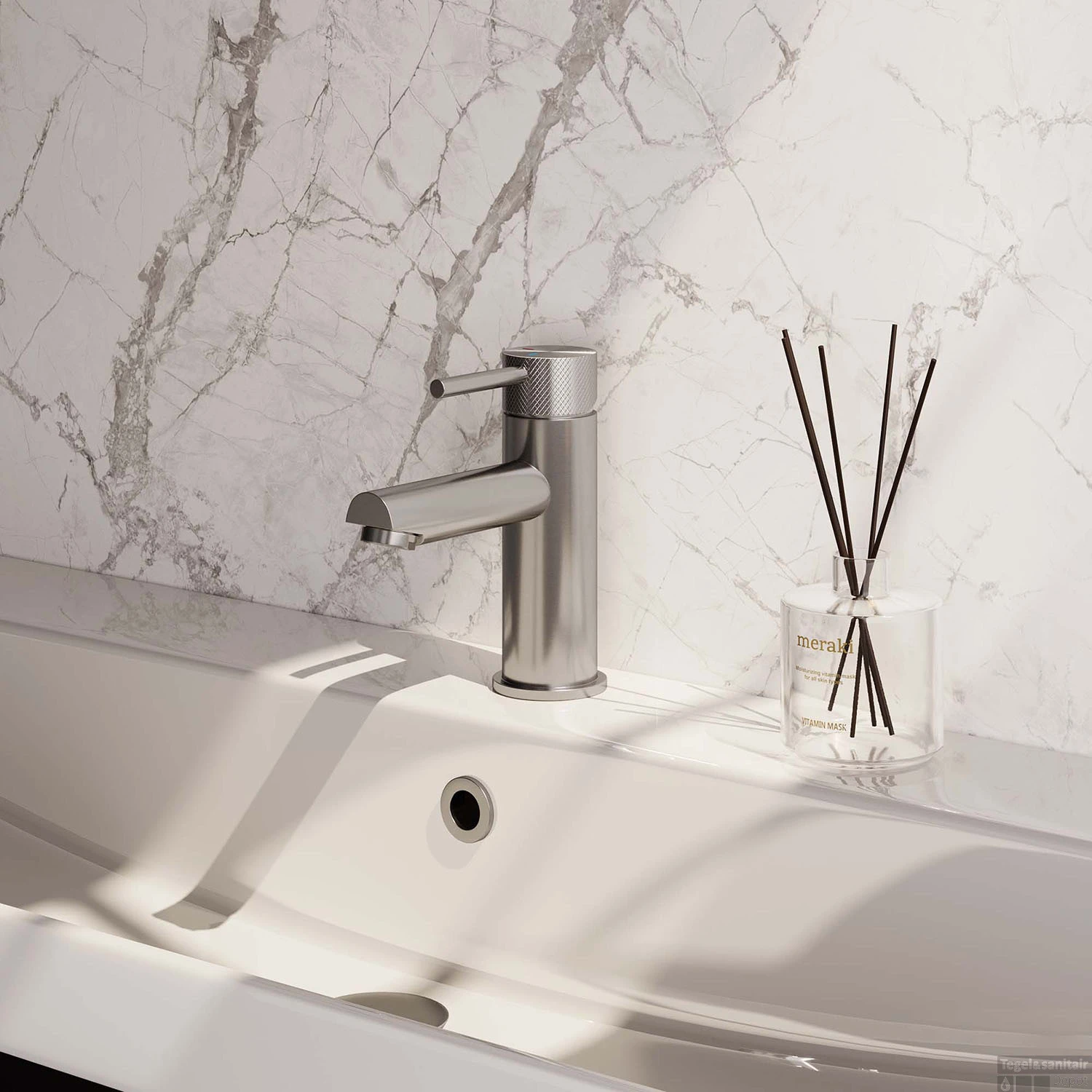 Wastafelmengkraan Brauer Brushed Carving Coldstart Opbouw Laag Ronde Hendel Geborsteld RVS PVD PVD - Afbeelding 2