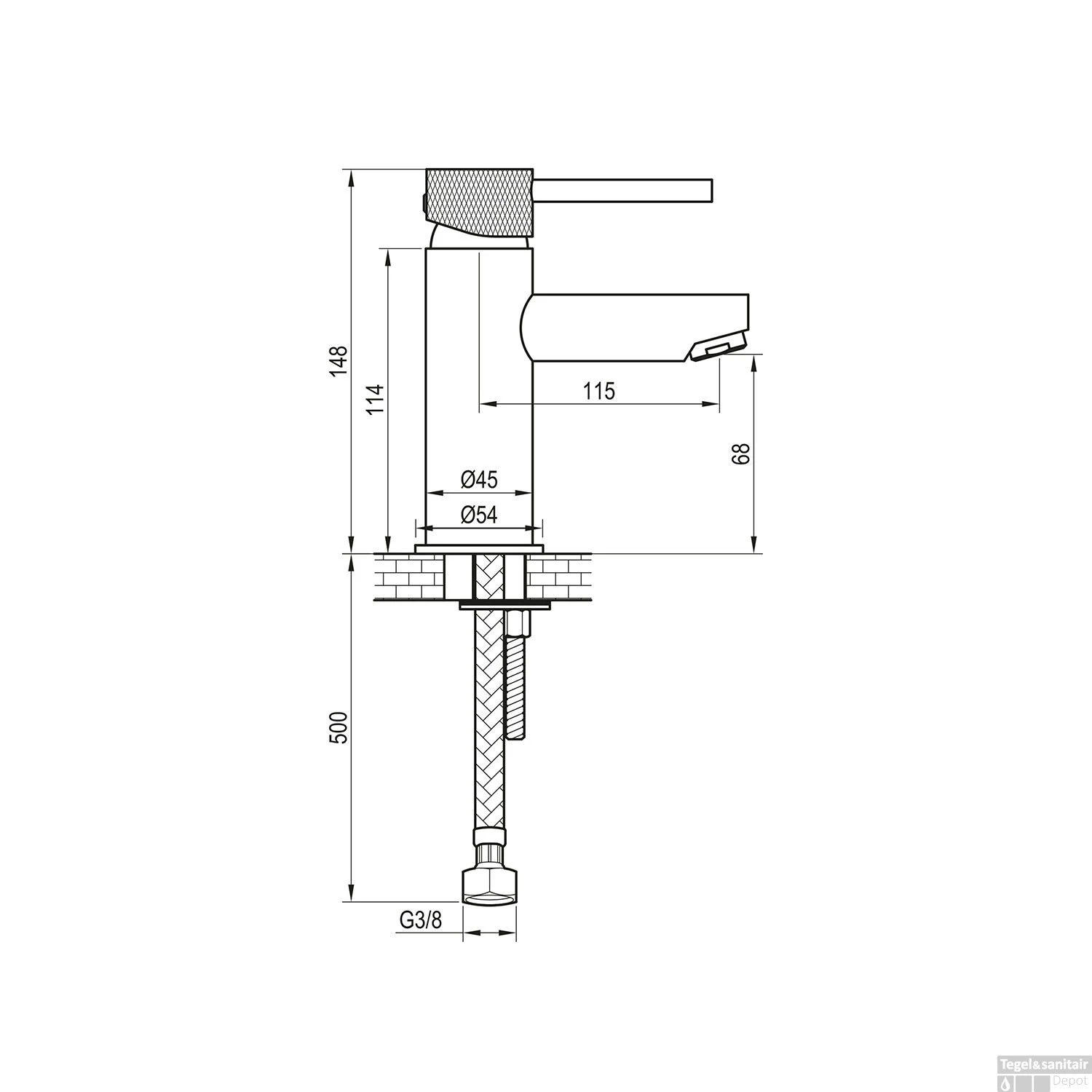 Wastafelmengkraan Brauer Brushed Carving Coldstart Opbouw Laag Ronde Hendel Geborsteld RVS PVD PVD - Afbeelding 4