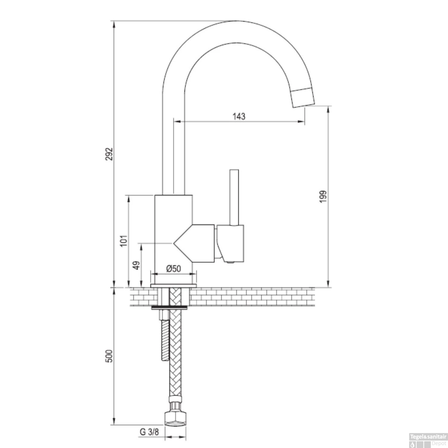 Wastafelmengkraan Brauer Gunmetal Edition Coldstart Opbouw Hoog Gebogen Korte Ronde Hendel Geborsteld Gunmetal PVD 5 Wastafelmengkraan Brauer Gunmetal Edition Coldstart Opbouw Hoog Gebogen Korte Ronde Hendel Geborsteld Gunmetal PVD - Afbeelding 3