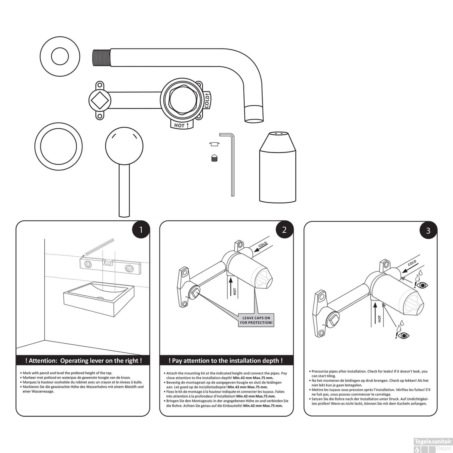 Wastafelmengkraan Differnz Inbouw Koper 7 Wastafelmengkraan Differnz Inbouw Koper - Afbeelding 5