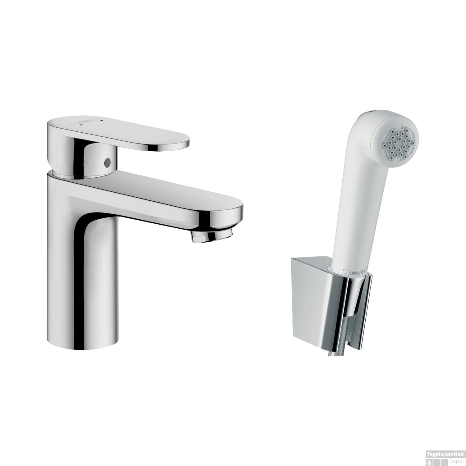 Wastafelmengkraan HansGrohe Vernis Blend Eengreeps 100 Met Handdouche En Doucheslang 160 Cm Chroom
