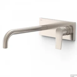 Wastafelmengkraan Inbouw Tres Project Met Afdekplaat Gebogen Uitloop 24 Cm En Hendel RVS