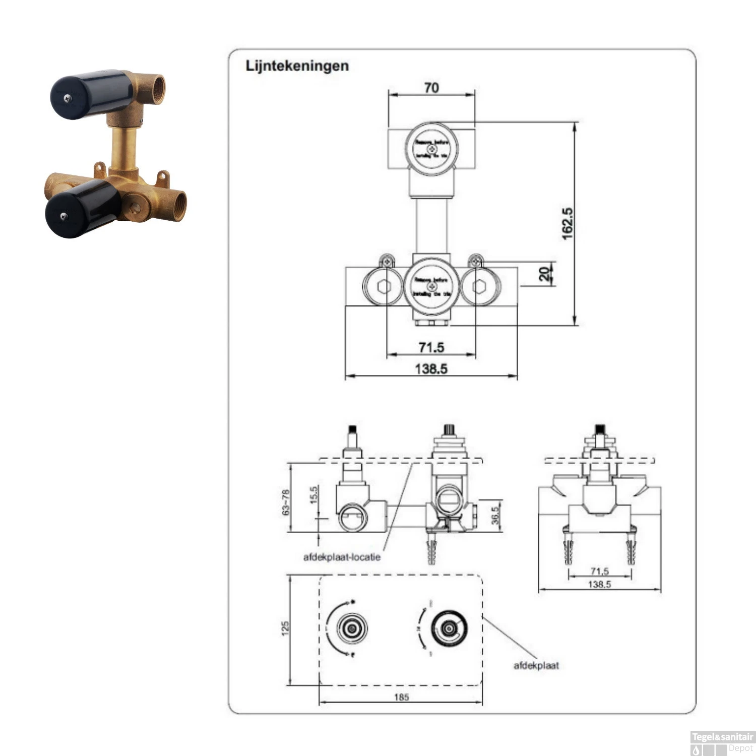Wiesbaden Badkraan Inbouw Set Caral 01 Geborsteld Messing 9 Wiesbaden Badkraan Inbouw Set Caral 01 Geborsteld Messing - Afbeelding 7